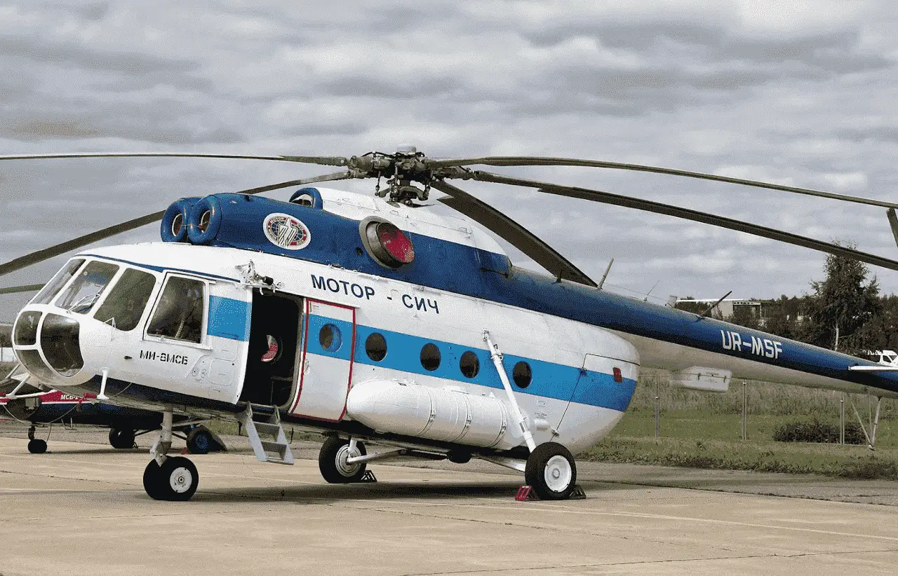 MSB-8 helicopter with the inscription "Motor-Sich" and tail number UR-MSF